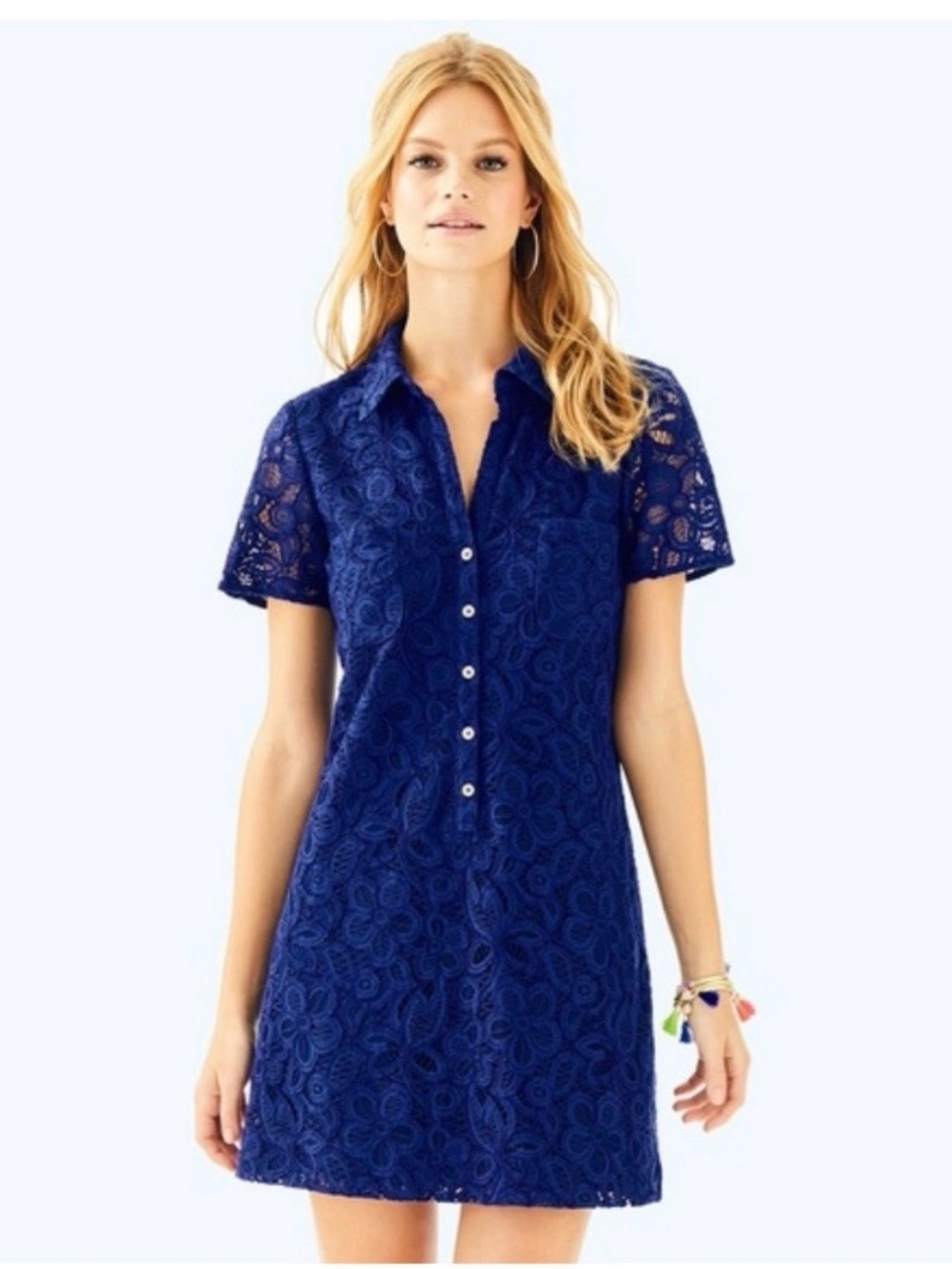 Lilly Pulitzer Nelle Dress in High Tide Navy Pop Floral Lace Size 0